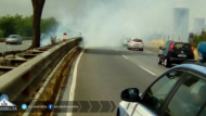 Pontina: fiamme nello spartitraffico a Castel Romano