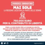 “Mai sole”: la Regione Lazio stanzia 750.000€ come Contributo di Libertà.