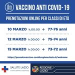 Vaccino anti Covid-19: al via le prenotazioni per i cittadini dai 72 ai 77 anni.