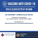 Vaccino Covid: da oggi via alle prenotazioni per la fascia d’età 67-66.