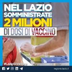 Regione Lazio: somministrati due milioni di vaccini anti Covid-19.