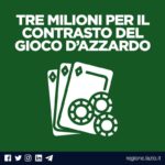 Regione Lazio, tre milioni per il contrasto al gioco d’azzardo.