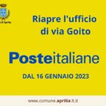 Aprilia, Poste Italiane: riapre l’ufficio di Via Goito.