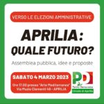 Il PD di Aprilia inviti gli iscritti per condividere idee per le elezioni comunali.