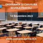 Aprilia, scuola Pascoli: domani istituto chiuso per guasto idrico.